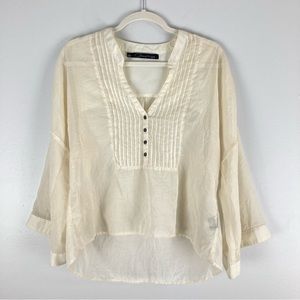 Patterson J Kincaid boho chic top with bell sleeves size Small Cream